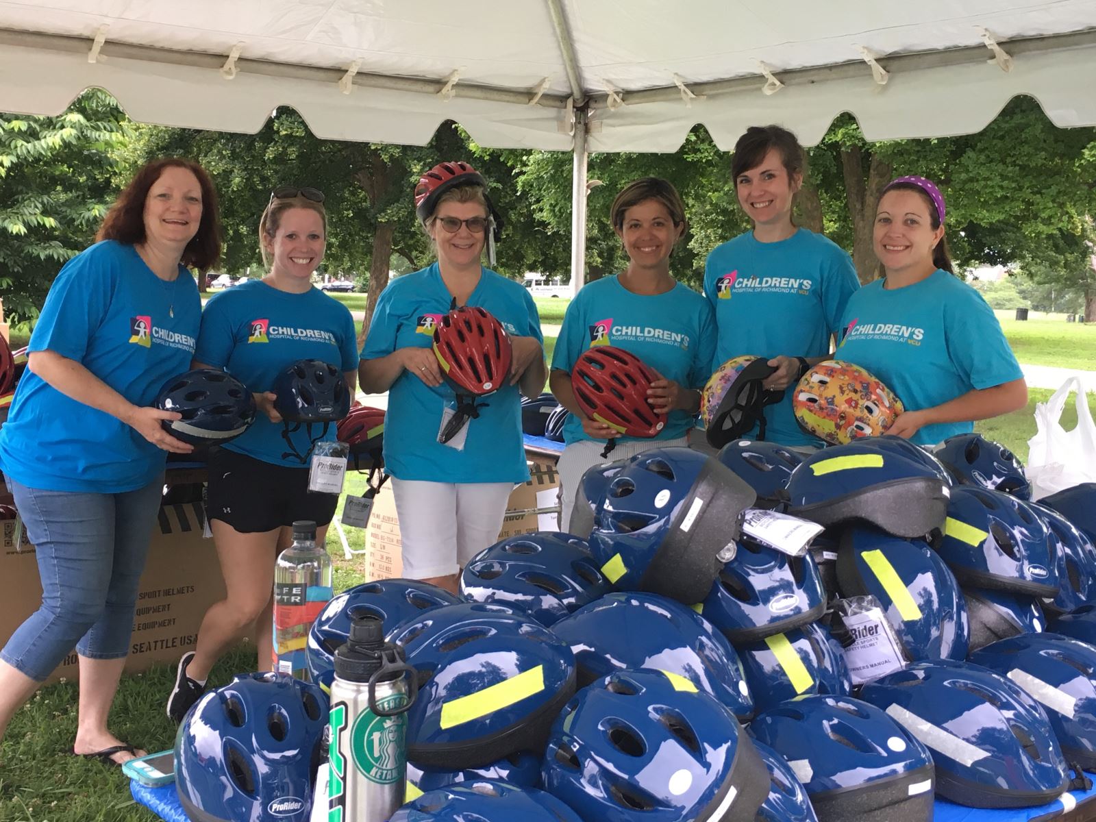 Volunteers with Bike Helmets