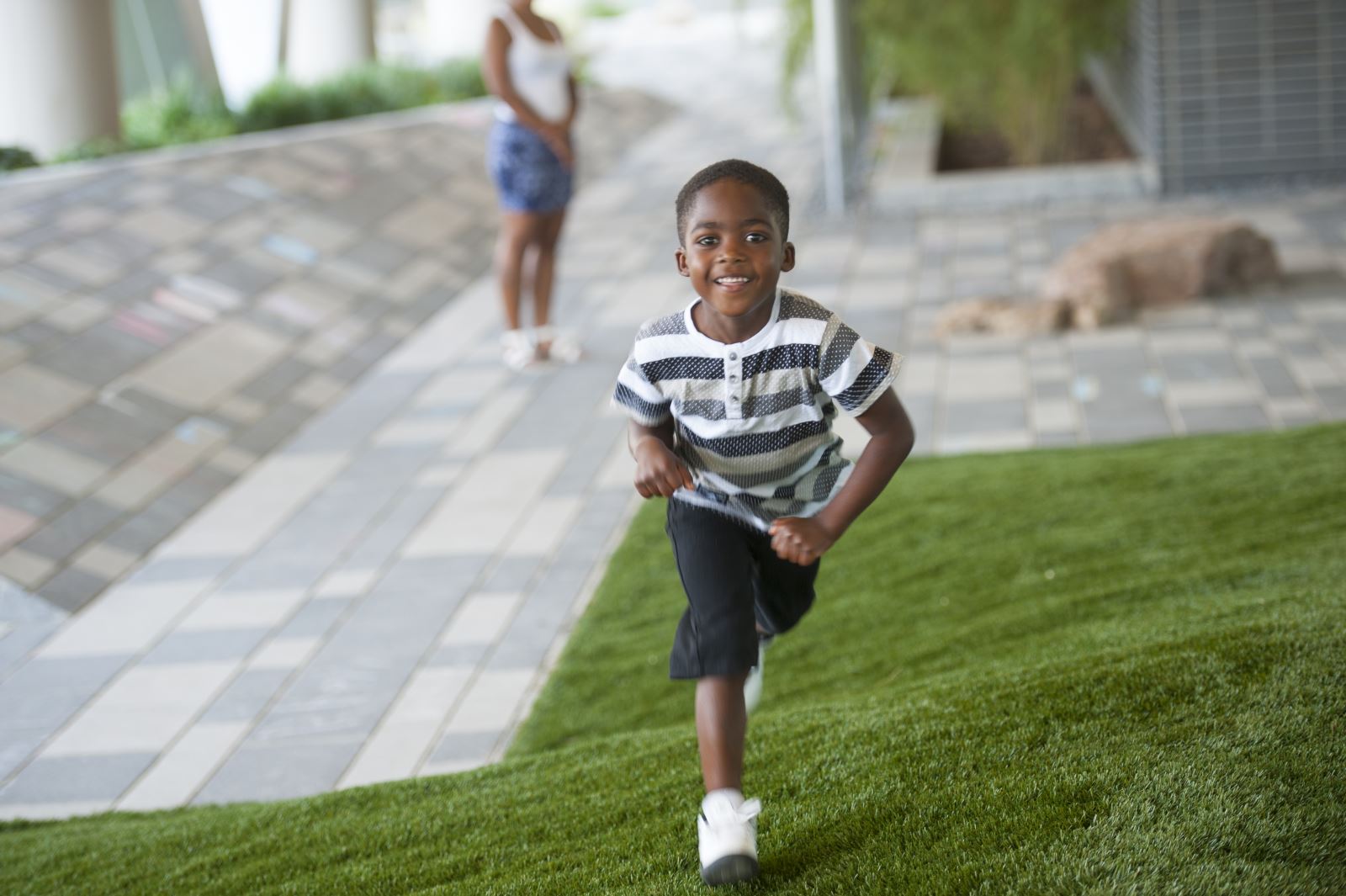 Little boy with asthma running